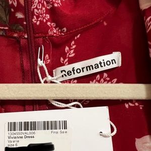 reformation vivianne dress valerie red floral mini dress nwt  us6